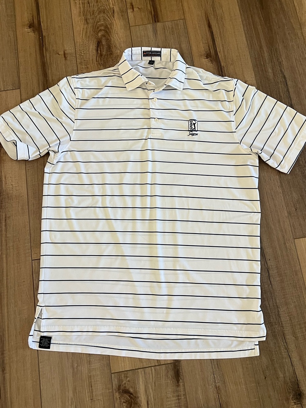 Peter Millar TPC Sawgrass Summer Comfort Polo Shirt Men’s Large White Striped